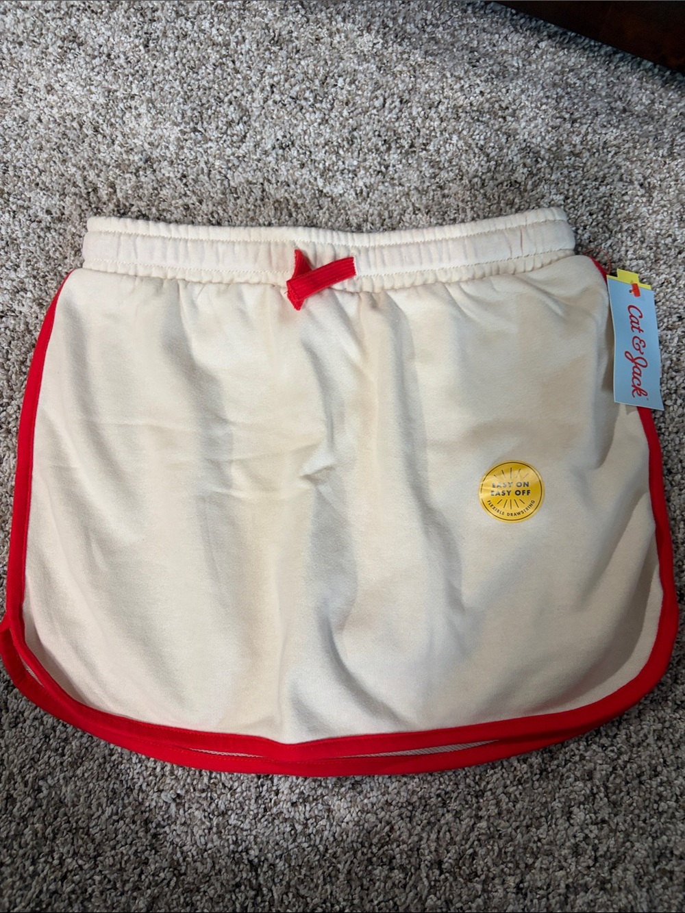 Cat & Jack Cream Skort with Red Trim and Bow Accent